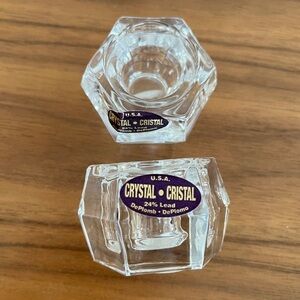 DEPLOMB DEPLOMO Vintage Set of 2 Candlestick Holders 24% Lead Crystal Made USA